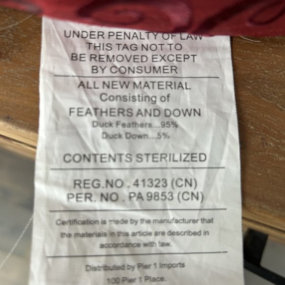 Pier One Cushions/Pillows Red /Burgundy With Embroidered Detail Set/2 - Picture 9 of 9